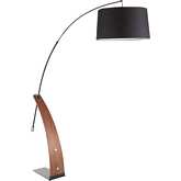 Robyn Floor Lamp in Walnut Wood & Black Linen Shade
